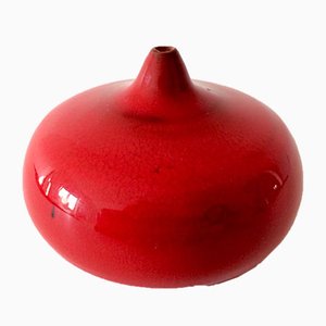 Belgian Red Ceramic Vase by Lampeco Antonio, 1960s