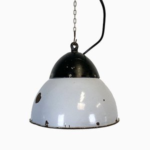 Vintage Grey Enamelled Hanging Lamp, 1930s