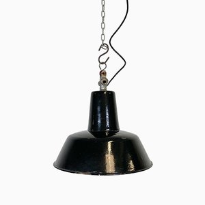 Schwarze Industrielle Vintage Deckenlampe, 1930er