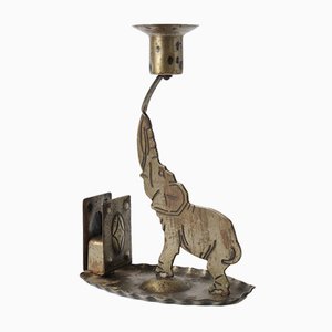 Candelero Elephant de hierro forjado de Hugo Berger para Goberg Metallwarenfabrik, década de 1900