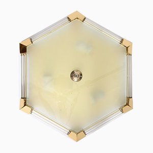 Hexagonal Glass Rod Flush Mount from Honsel, 1980s