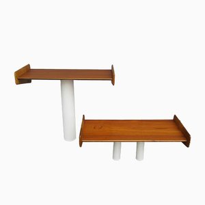 Etagères Scandinaves Vintage en Teck et Chêne, Set de 2