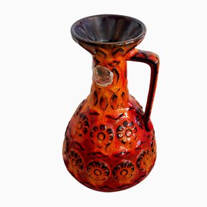 Jarrón de cerámica naranja de Bay Keramik, años 70