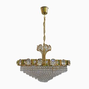 Large Crystal-Plated Ceiling Lamp from Palwa, 1970s