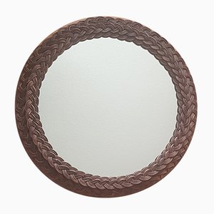 Specchio rotondo in vimini, anni '60
