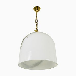 Lampada in vetro bianco e ottone di Peill & Putzler, Germania