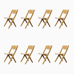 Stacking Beech Dining Chairs, Bombenstabil, 1960s, Set of 8