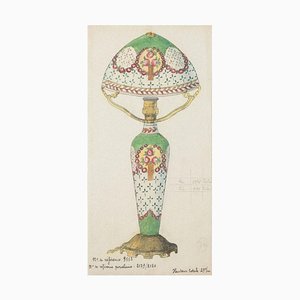 Desconocido - Lumen de porcelana - Tinta china original y acuarela - Década de 1890