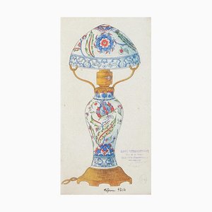 Lumen chino de porcelana, década de 1890, tinta y acuarela