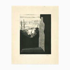 Robert Naly, Figura en el paisaje, Mid-20th Century, Etching