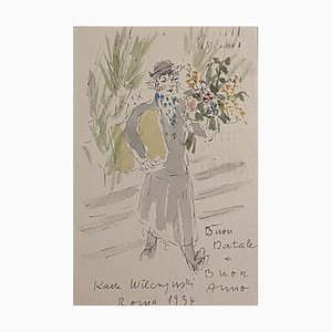 Katerina Wilczynski, florería, 1934, dibujo y acuarela