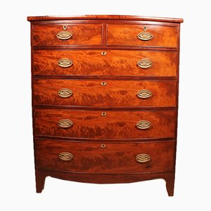 Antique Tall Bow Front Mahogany Chest of Drawers