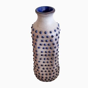 Vaso in ceramica con smalto blu, anni '60