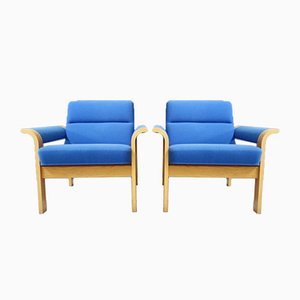 Blue Lounge Chairs by Rud Thygesen and Johnny Sørensen for Magnus Olesen, Denmark, 1970s, Set of 2