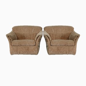 Set of Velvet Caramel Armchairs, 1960s, France