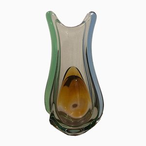 Vaso in vetro di Murano blu e verde, anni '60