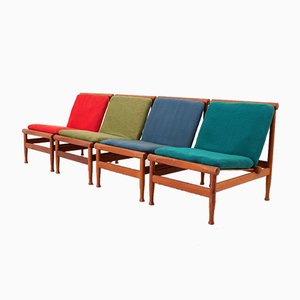Teak 501 or Japan Lounge Chairs by Kai Lyngfeldt Larsen for Søborg Møbelfabrik, 1950s, Set of 4