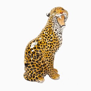 Vintage Italian Life Size Terracotta Leopard, 1960s