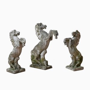 Italian Composite Garden Prancing Horses, Set of 3