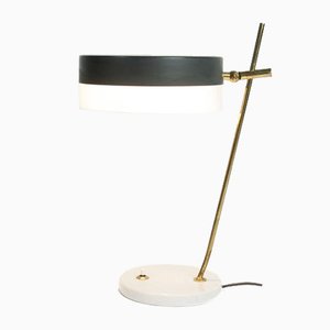 Mid-Century Italian Table Lamp with Marble Base and Sculptural Brass Stem from Stilux Milano, Italy, 1960s
