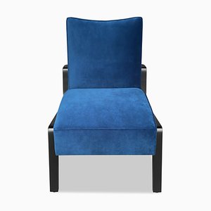 Silla Atena estilo Art Déco de ébano negro, madera de haya y terciopelo azul Notte de Casa Botelho