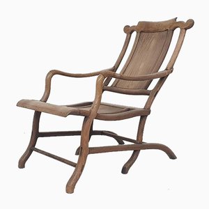 19th-Century Chinese Moon Gazer Lounge Chair In Solid Wood