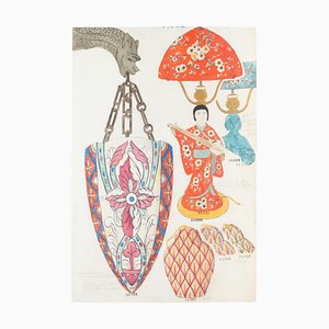 Unbekannt - Lampe - Original Tinte und Aquarell aus China - Spätes 19. Jahrhundert