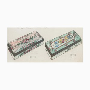 Desconocido - Caja de porcelana - Tinta china original y acuarela - década de 1890