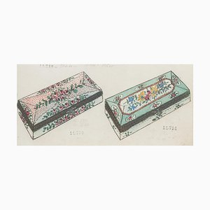 Inconnu - Boîte en Porcelaine - Encre de Chine Original et Aquarelle - 1890s