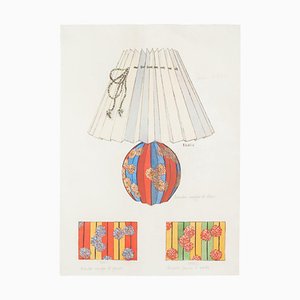 Inconnu - Lampe et Décoration - Encre et Aquarelle Originales - 1890s