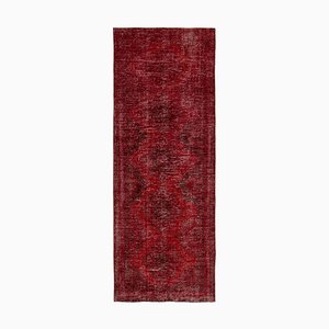 Red Turkish Overdyed Runner Rug