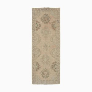 Alfombra de pasillo turca vintage en beige turquesa