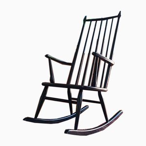 Danish Black Rocking Chair, 1950s