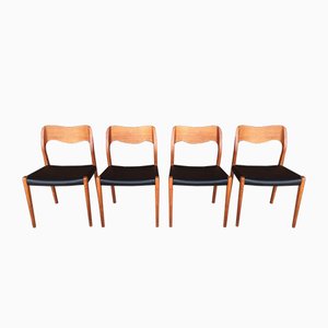 Chaises Modèle 71 en Teck par Niels O. Möller, 1960s, Set de 7