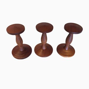 Attaccapanni Mid-Century minimalista in teak, Danimarca, set di 3