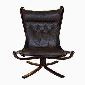 Leder Falcon Chair von Sigurd Ressel für Vatne Møbler, 1960er