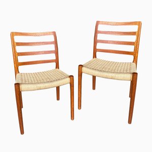 Danish Model 85 Teak Side Chairs by Niels O. Møller, Set of 2