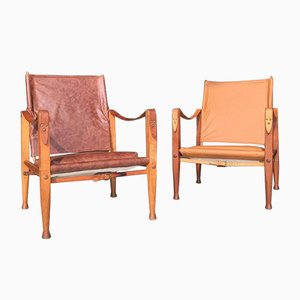 Set of Leather Safari Chairs by Kaare Klint for Rudolf Rasmussen, 1950s