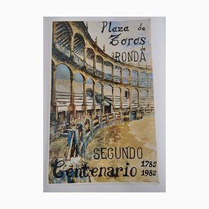 Poster vintage Plaza de Toros de Ronda, Malaga, Spagna