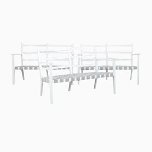 White-Painted Benches & Chair, 1960s, Set of 4