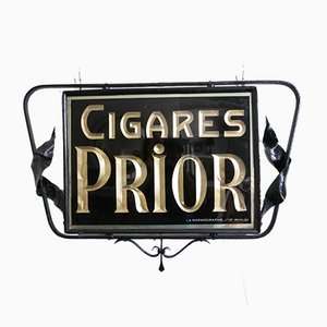 Insegna pubblicitaria d'attaccatura del sigaro dipinta inverso double vintage