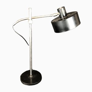 Lámpara de mesa italiana vintage de metal y latón niquelado
