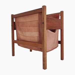 Danish Leather & Rosewood Magazine Rack, 1960s