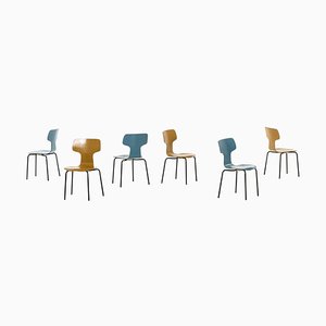 Children T-Chairs by Arne Jacobsen for Fritz Hansen, Set of 6