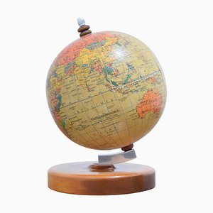 Mid-Century Small Globe With Wooden Base by Paul Rath, 1950s