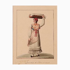 Michela De Vito, Laundress of Naples, 19th-Century, Ink and Watercolor