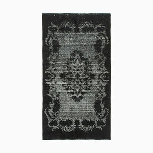 Schwarzer Überfärbter Vintage Teppich