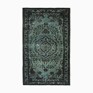 Schwarzer Überfärbter Vintage Teppich