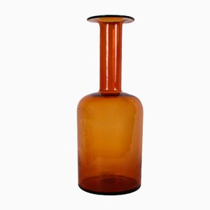 Vase Scandinave en Verre Jaune par Otto Brauer pour Holmegaard, 1966