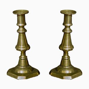 Victorian Brass Candleholders, Set of 2
